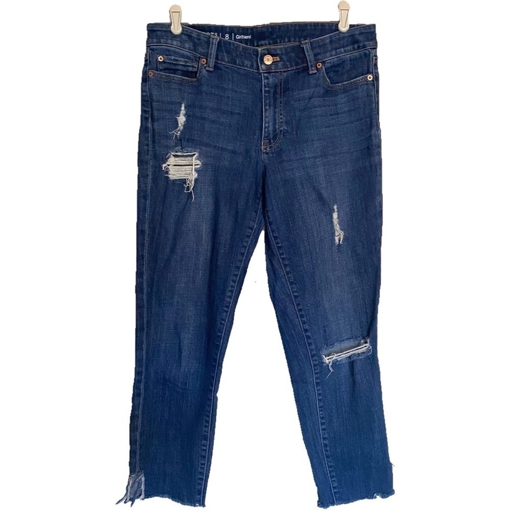 Talbots Flawless Girlfriend Distressed Jeans Size 8 Denim Casual Stretch